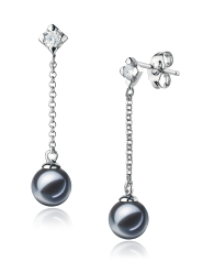 6-7mm AAAA Quality Freshwater Cultured Pearl Earring Pair in Ingrid Black