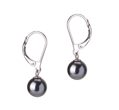 7-8mm AAAA Quality Freshwater Cultured Pearl Earring Pair in Marcella Black