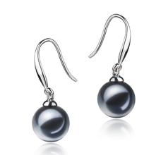 7-8mm AAAA Quality Freshwater Cultured Pearl Earring Pair in Yoko Black