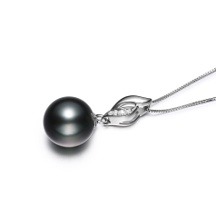 9-10mm AAA Quality Tahitian Cultured Pearl Pendant in Vita Black