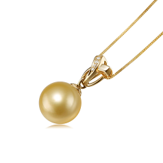 10-11mm AAA Quality South Sea Cultured Pearl Pendant in Monica Gold