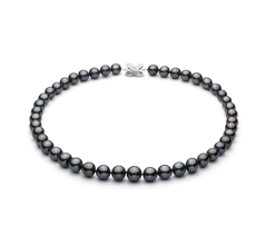 9.1-11mm AA+ Quality Tahitian Cultured Pearl Necklace in Black