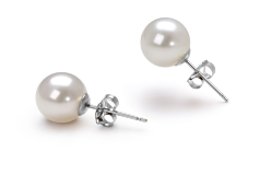 7-8mm AAAA Quality Freshwater Cultured Pearl Earring Pair in White