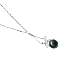 7-8mm AAA Quality Freshwater Cultured Pearl Pendant in Klarita Black