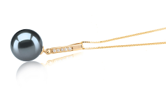 10-11mm AAA Quality Tahitian Cultured Pearl Pendant in Janet Black