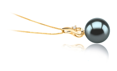 10-11mm AAA Quality Tahitian Cultured Pearl Pendant in Darlene Black