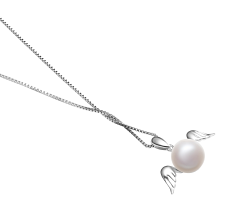 9-10mm AA Quality Freshwater Cultured Pearl Pendant in Angel White