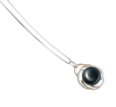 12-13mm AA Quality Freshwater Cultured Pearl Pendant in Zina Black