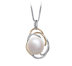 12-13mm AA Quality Freshwater Cultured Pearl Pendant in Zina White