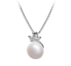 8-9mm AAA Quality Freshwater Cultured Pearl Pendant in Crown White