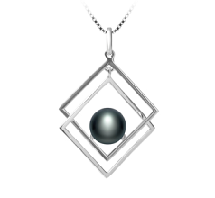 8-9mm AAA Quality Freshwater Cultured Pearl Pendant in Lilian Black