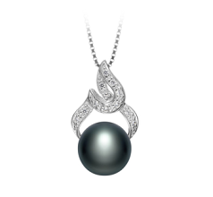 10-11mm AAA Quality Freshwater Cultured Pearl Pendant in Bebra Black