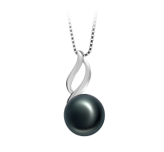 10-11mm AAA Quality Freshwater Cultured Pearl Pendant in Adalia Black