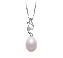 10-11mm AA - Drop Quality Freshwater Cultured Pearl Pendant in Benita White