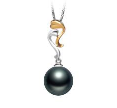 10-11mm AAA Quality Tahitian Cultured Pearl Pendant in Brianna Black