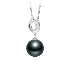 10-11mm AAA Quality Tahitian Cultured Pearl Pendant in Linda Black