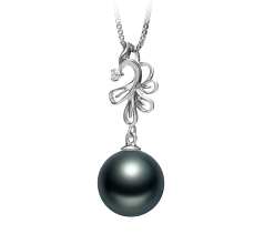 10-11mm AAA Quality Tahitian Cultured Pearl Pendant in Phoenix Black