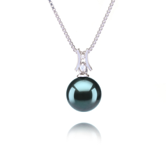 9-10mm AAA Quality Tahitian Cultured Pearl Pendant in Lauren Black