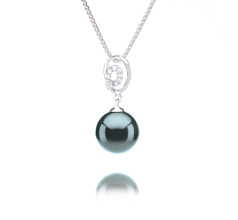9-10mm AAA Quality Tahitian Cultured Pearl Pendant in Kimberly Black