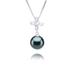 9-10mm AAA Quality Tahitian Cultured Pearl Pendant in Taylor Black
