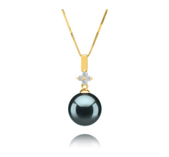 10-11mm AAA Quality Tahitian Cultured Pearl Pendant in Hilda Black