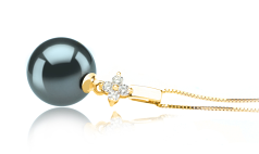 10-11mm AAA Quality Tahitian Cultured Pearl Pendant in Hilda Black