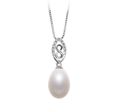 10-11mm AA - Drop Quality Freshwater Cultured Pearl Pendant in Olina White