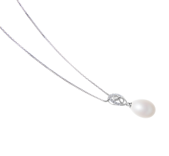 10-11mm AA - Drop Quality Freshwater Cultured Pearl Pendant in Olina White