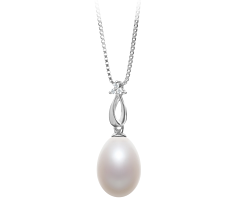 10-11mm AA - Drop Quality Freshwater Cultured Pearl Pendant in Utina White