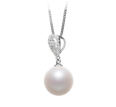 10-11mm AAAA Quality Freshwater Cultured Pearl Pendant in Regina White