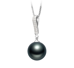 10-11mm AAA Quality Tahitian Cultured Pearl Pendant in Talitha Black