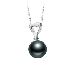 10-11mm AAA Quality Tahitian Cultured Pearl Pendant in Gabrielle Black