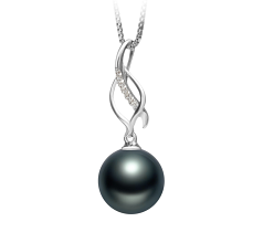 10-11mm AAA Quality Tahitian Cultured Pearl Pendant in Leah Black