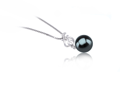 9-10mm AAA Quality Tahitian Cultured Pearl Pendant in Merina Black