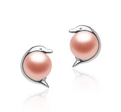 5-6mm AAA Quality Freshwater Cultured Pearl Earring Pair in Dolphin Pink