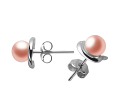 5-6mm AAA Quality Freshwater Cultured Pearl Earring Pair in Dolphin Pink