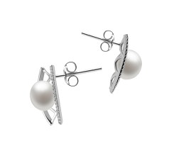 8-9mm AAA Quality Freshwater Cultured Pearl Earring Pair in Odelia White