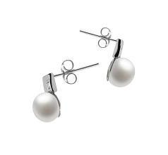 8-9mm AAA Quality Freshwater Cultured Pearl Earring Pair in Lolly White