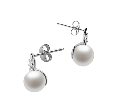 7-8mm AAAA Quality Freshwater Cultured Pearl Earring Pair in Star White