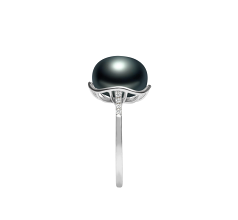 11-12mm AAA Quality Freshwater Cultured Pearl Ring in Kalina Black