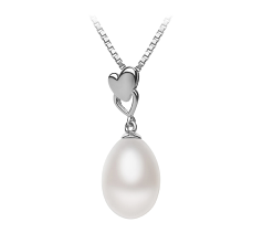 10-11mm AA - Drop Quality Freshwater Cultured Pearl Pendant in Rea White