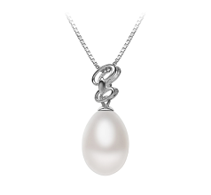10-11mm AA - Drop Quality Freshwater Cultured Pearl Pendant in Rylie White