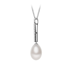 10-11mm AA - Drop Quality Freshwater Cultured Pearl Pendant in Adra White
