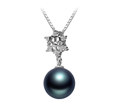 10-11mm AAA Quality Tahitian Cultured Pearl Pendant in Snow Black