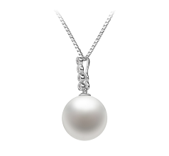 10-11mm AAAA Quality Freshwater Cultured Pearl Pendant in Ross White