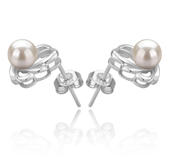 5-6mm AAAA Quality Freshwater Cultured Pearl Earring Pair in Princess White