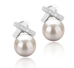 7-8mm AAA Quality Freshwater Cultured Pearl Earring Pair in Klarita White