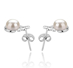 7-8mm AAA Quality Freshwater Cultured Pearl Earring Pair in Bikita White