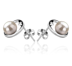 6-7mm AAAA Quality Freshwater Cultured Pearl Earring Pair in Sharon White