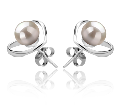 6-7mm AAAA Quality Freshwater Cultured Pearl Earring Pair in Winna-Heart White